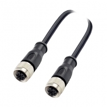 M12 4pins A code female straight to female straight molded cable,unshielded,PVC,-10°C~+80°C,22AWG 0.34mm²,brass with nickel plated screw